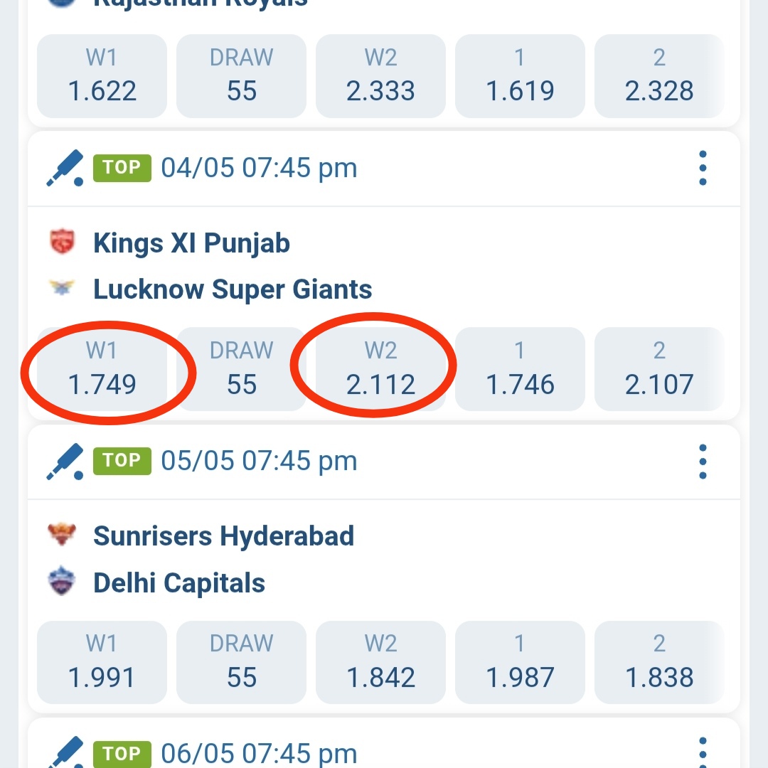 1xbet ओड्सको उदाहरण भएको चित्र